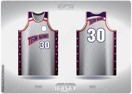 EPS jersey sports shirt vector.Unique white and blue woven pattern design, illustration, textile background for basketball shirt sports t-shirt, basketball jersey shirt.eps