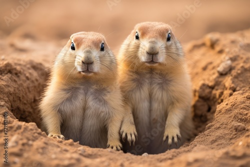 Prairie dogs popping in and out of their burrows.