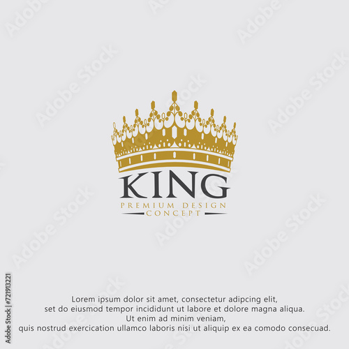 king crown logo concept flat design template.