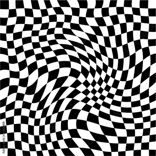 Drapeau à damier déformé en spirale