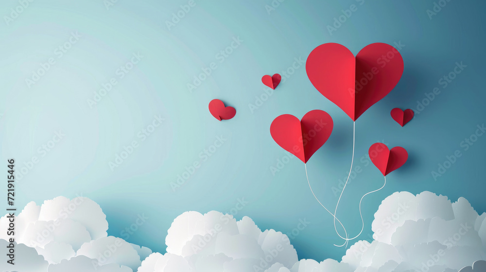 Valentine's Day Sky Filled with Heart Shaped Balloons