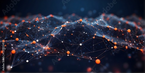 Abstract digital background with connecting dots and lines. Network connection structure. 3D rendering