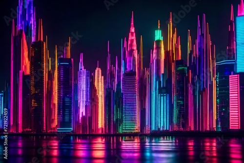 Creative arrangement of color gels resembling a futuristic cityscape, bathed in artificial light. © RUK Collections