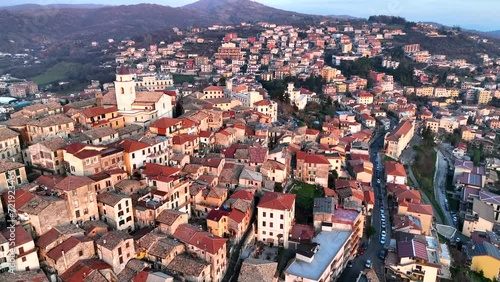 Il centro storico di Fiuggi, Frosinone, Lazio, Italia.
Vista aerea panoramica della località turistica della ciociaria famosa per l'acqua diuretica.. photo