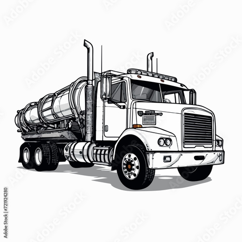 Pump truck in cartoon, doodle style. Image for t shirt. Isolated 2d vector illustration in logo, icon, sketch style, Eps 10. AI Generative