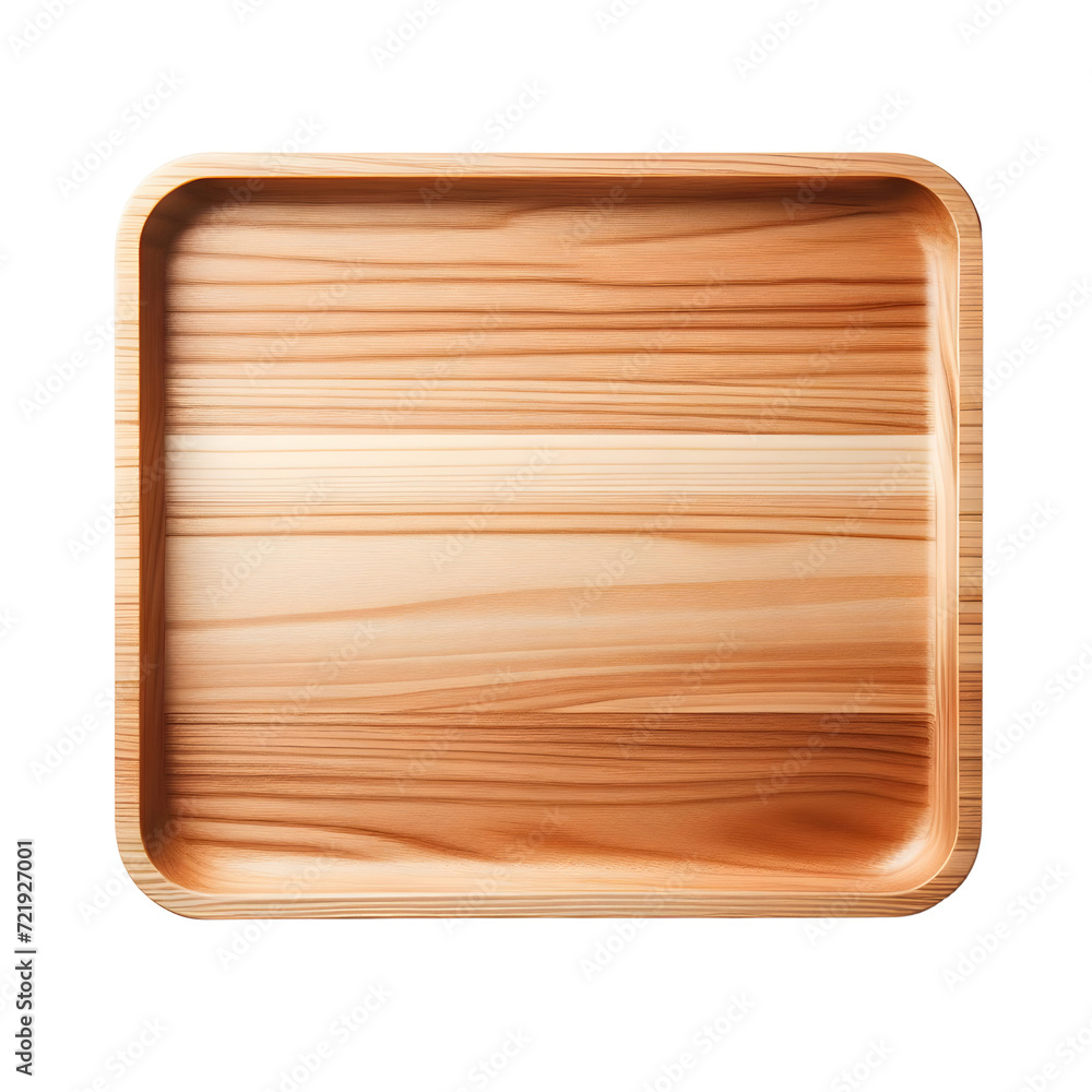 One empty wooden tray isolated on white One empty wooden tray isolated on white