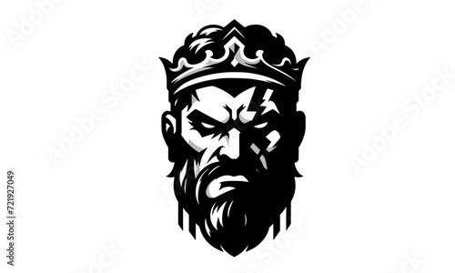 silhouette of hercules head logo illustration design ,hercules having scar on his left eye mascot logo 02 photo
