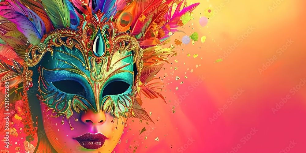 Brazilian Carnival, music festival, masquerade flyer template. 