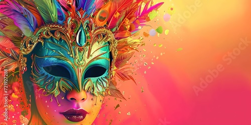 Brazilian Carnival, music festival, masquerade flyer template. 