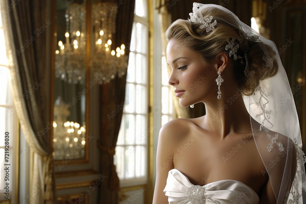 Naklejka premium Wedding, couple in love in wedding suits