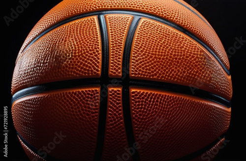Basketball ball ondark background, close up