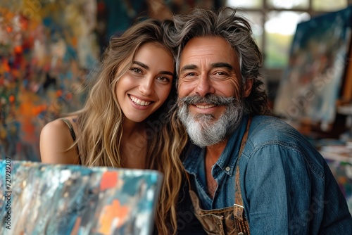 Couple participating in a couples  painting class