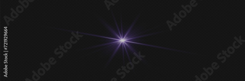 Bright glowing light, star explosion. Glare effect with rays. 