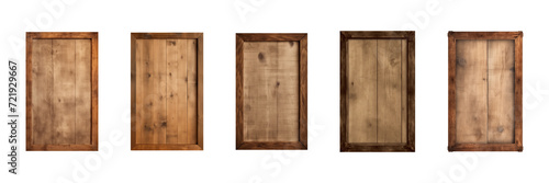 Collection of rectangular wooden signboard, plate, plank, frame isolated on a transparent background photo