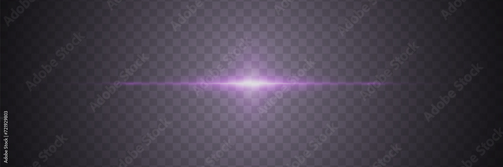 Fototapeta premium Horizontal flare of lens and light. Light beam and flash.