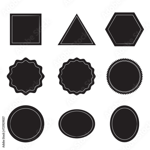 colorful blank badges set vector retro style