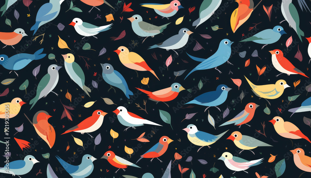 Seamless pattern with birds isolated on black background Seamless pattern with birds isolated on black background