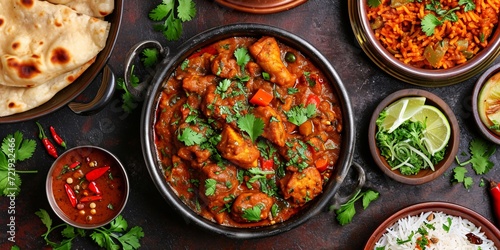 Flavorful Indian cuisine with fiery chicken chowder. photo