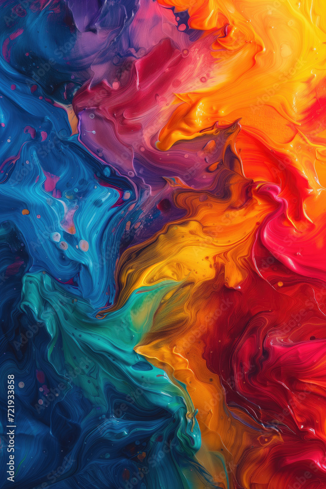 Bright and vibrant, an abstract of vivid and intense rainbow of colors flowing around