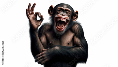 Tablou canvas monkey facial expression very funny giving your agreement with an Ok gesture