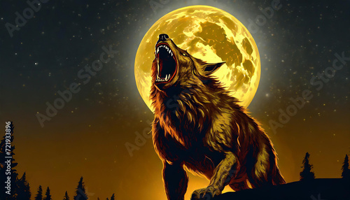 evil werewolf howls at the moon monster dark horror scary Halloween creepy spooky