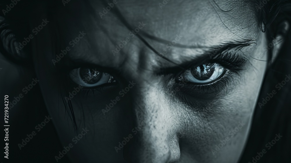 Fototapeta premium Intense gaze adorned with delicate lashes and brows, revealing the raw beauty and depth of the human soul
