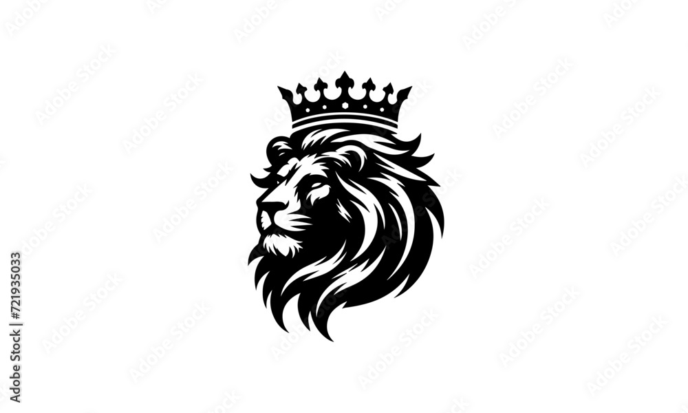 Lion king mascot with crown logo design vector