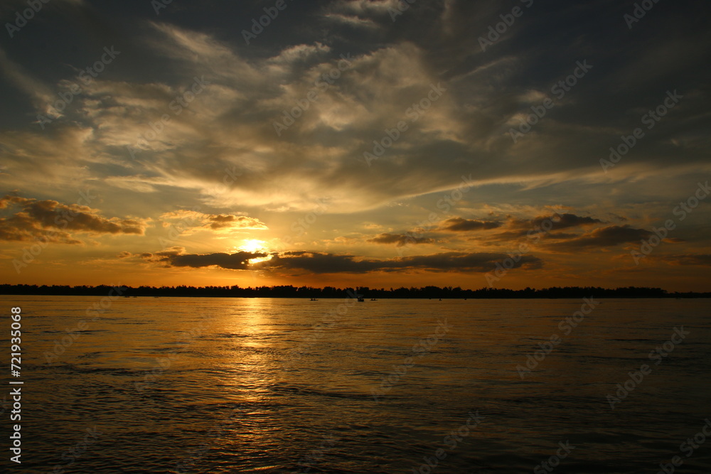 Beautiful Sunset on Mekong River (Kratié, Cambodia)