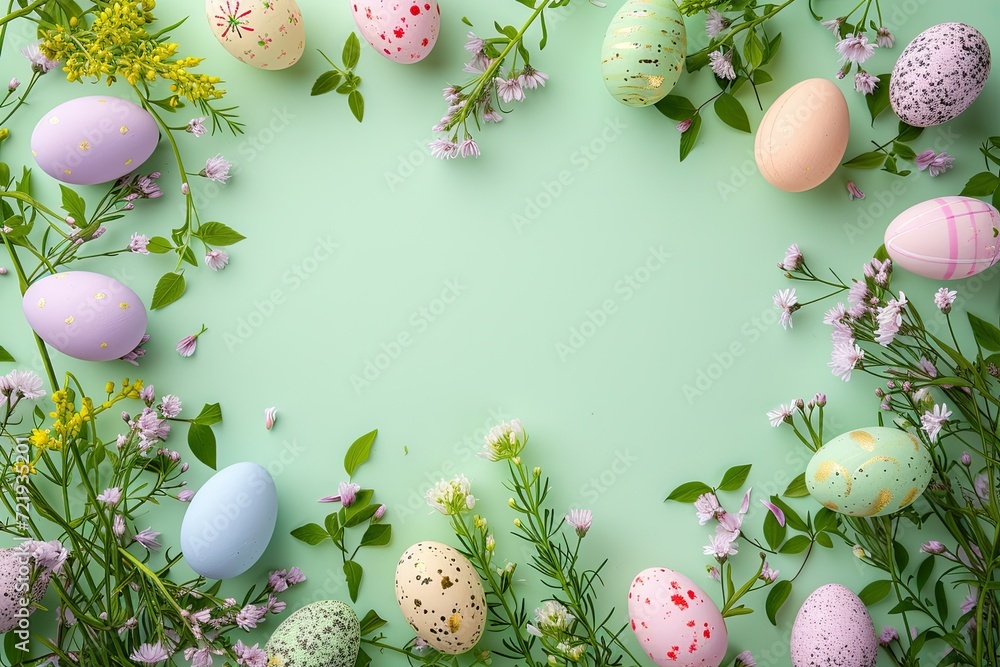 Easter eggs poster background for greeting celebrated in easter day