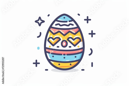 A whimsical child's drawing featuring a vibrant egg adorned with hearts and stars, created with clipart and filled with love and creativity
