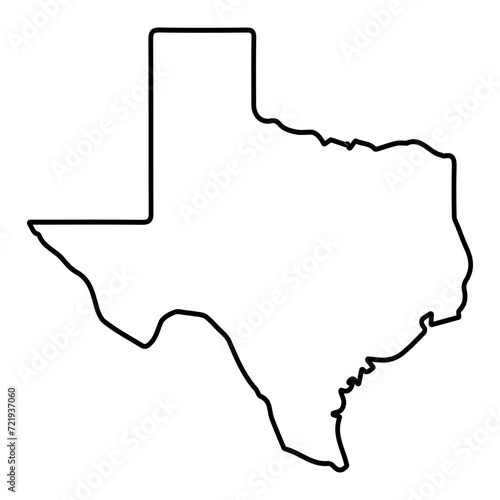 Texas state border, USA Texas border contours, geographic map