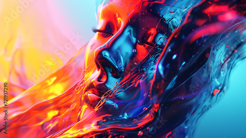 A mesmerizing 3D abstract render that captivates with its vibrant colors and dynamic shapes. photo