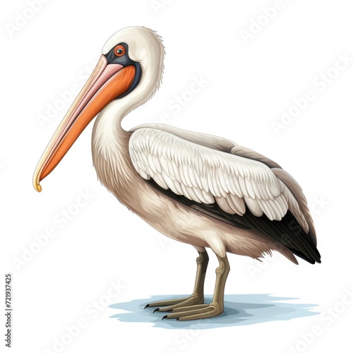 Pelican bird isolated on a white background.