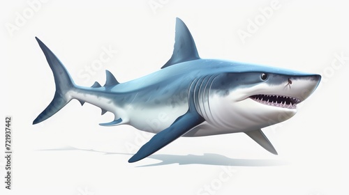 Great white shark on the white background