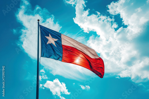 texas flag against sky background photo