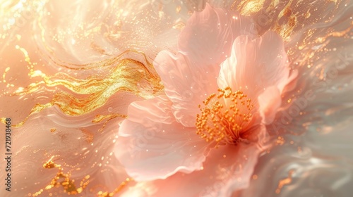 flower artwork It shows the dance between light and shadow. The texture should be reminiscent of liquid gold flowing over delicate petals. It reminds us of the ephemerality of beauty. photo