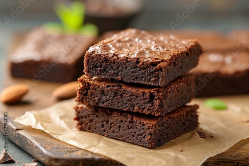 Irresistible stack Fudgy brownies, moist and rich in chocolate