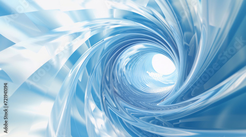 An abstract pattern of a blue vortex, light sky blue and white.