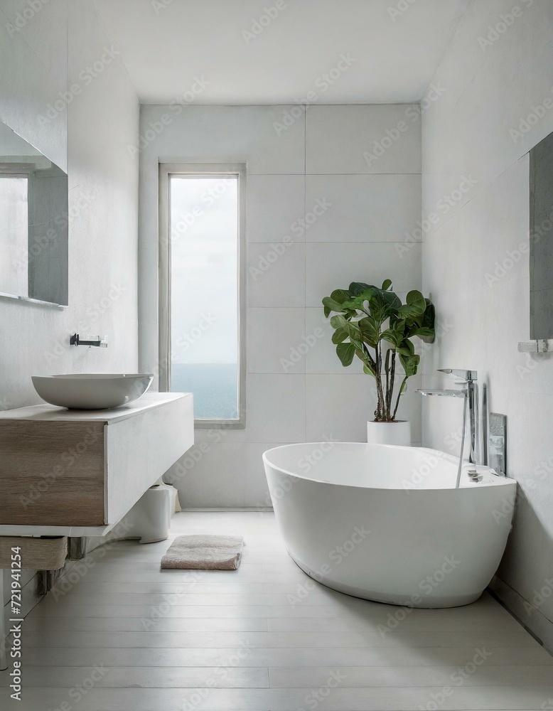 Fototapeta premium Modern Minimalist Luxury Style Bathroom - Interior Design - Bathroom with Hotel or Luxurious Design