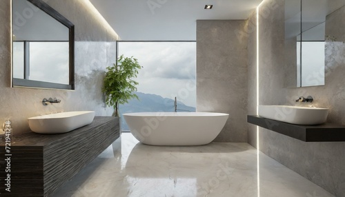 Modern Minimalist Luxury Style Bathroom -  Interior Design - Bathroom with Hotel or Luxurious Design