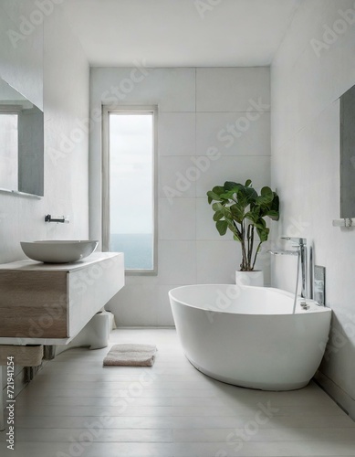 Modern Minimalist Luxury Style Bathroom -  Interior Design - Bathroom with Hotel or Luxurious Design
