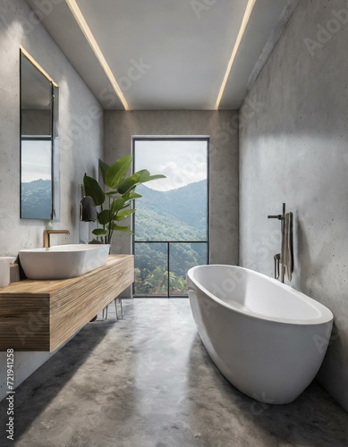 Modern Minimalist Luxury Style Bathroom -  Interior Design - Bathroom with Hotel or Luxurious Design