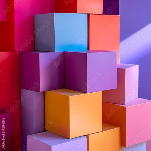 3d geometric render  colorful abstract cube design  background