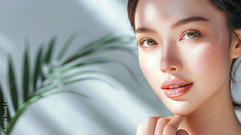 Experience perfection with a close-up of a young Asian woman delicately massaging her flawless face. Explore the essence of beauty in our face cream commercial. Experience perfection with a close-up of a young Asian woman delicately massaging her flawless face. Explore the essence of beauty in our face cream commercial.