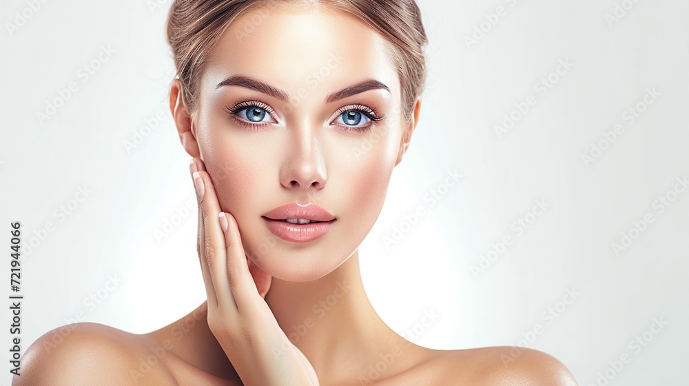 Elevate your experience of beauty with a stunning portrait: European woman against a pristine white background. Explore timeless elegance. Generative AI Elevate your experience of beauty with a stunning portrait: European woman against a pristine white background. Explore timeless elegance. Generative AI