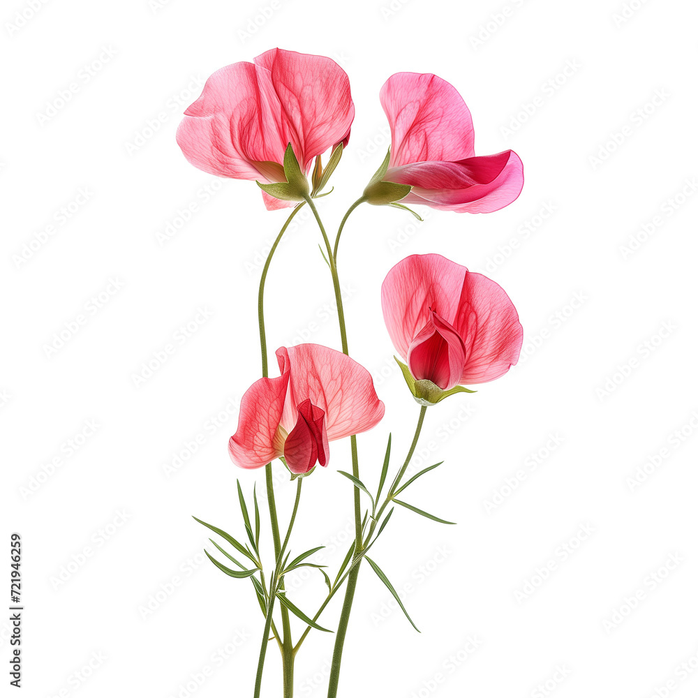 Flowers of sweet pea, isolated on transparent background