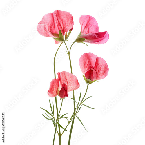 Flowers of sweet pea  isolated on transparent background