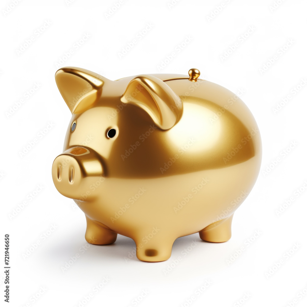 A golden piggy bank. A golden piggy bank.