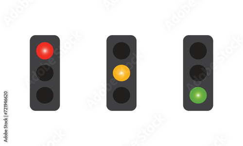 vector traffic lights signals with all three colors red yellow and green