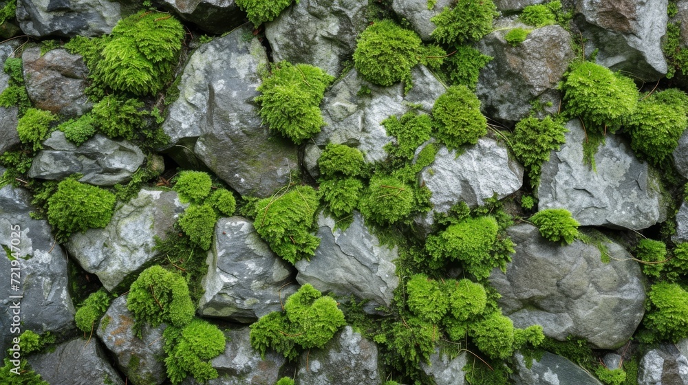 A lush oasis emerges from the rugged landscape, as vibrant moss and lichen adorn the ancient stone walls like a living tapestry of nature's resilience A lush oasis emerges from the rugged landscape, as vibrant moss and lichen adorn the ancient stone walls like a living tapestry of nature's resilience